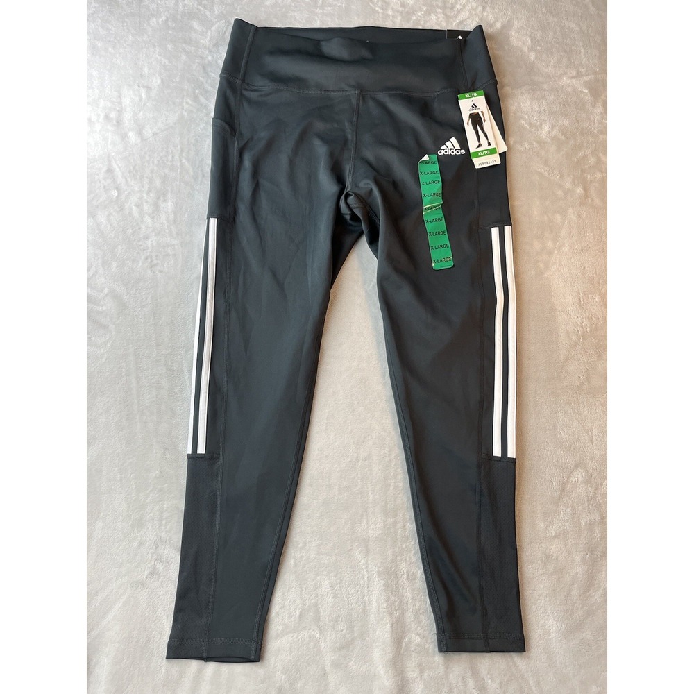ADIDAS Women's Tight Fit HI5798 High Rise 7/8 Style 3-Stripes Carbon Leggins XL